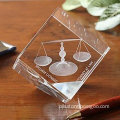 3D laser engraved crystal glass cube&block custom